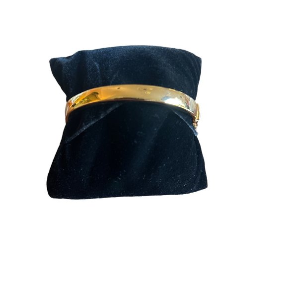 Stunning Gold Tone Hinge Bracelet With 3 Rows Of Blingy Studs - Picture 4 of 9